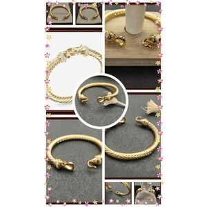 NWT David Yurman 18K Gold Plated Diamond Gold Hook Bracelet 7mm